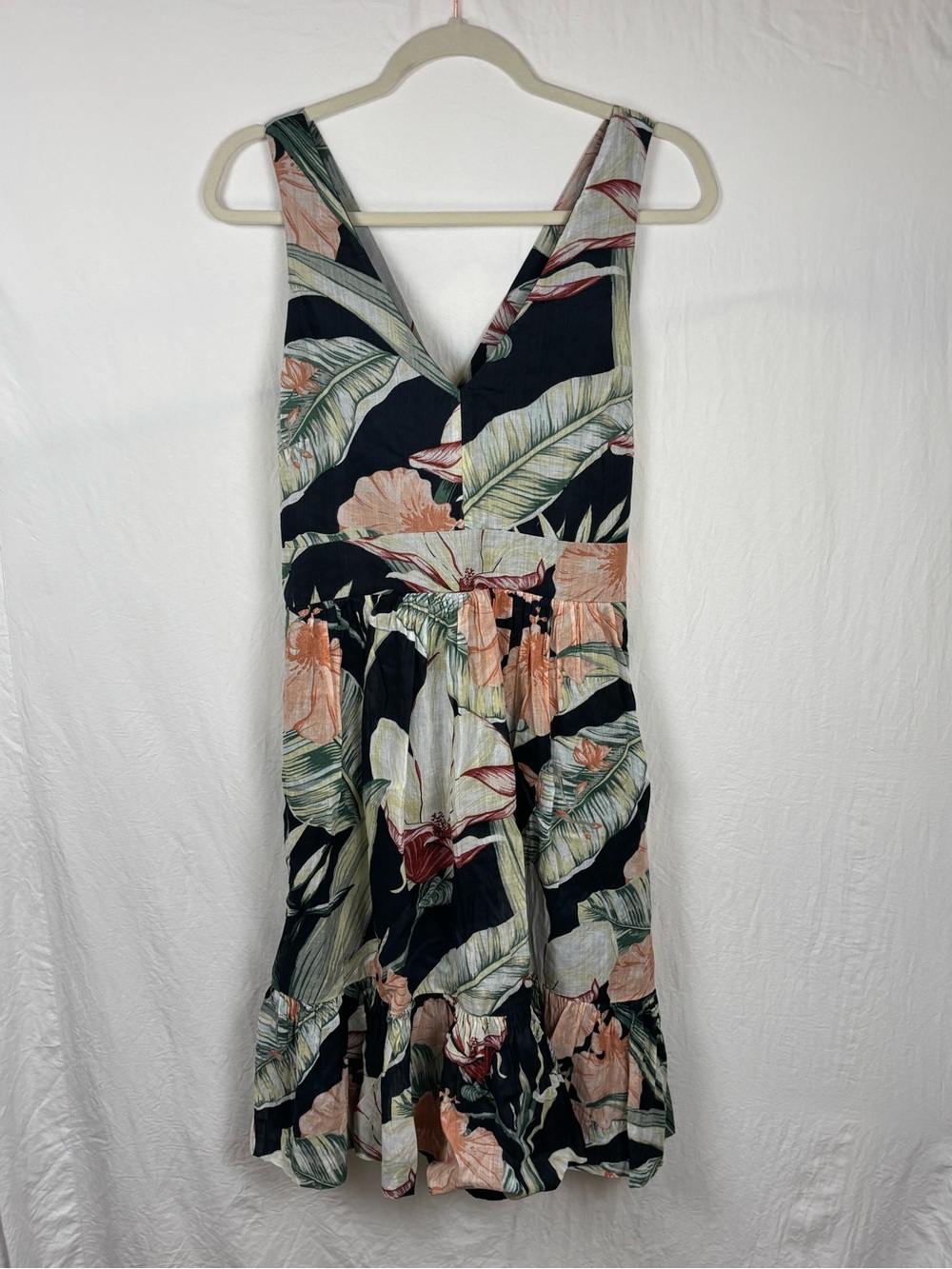 Ann Taylor women’s 10 Floral V-Neck Sleeveless Sundress in Black and Peach